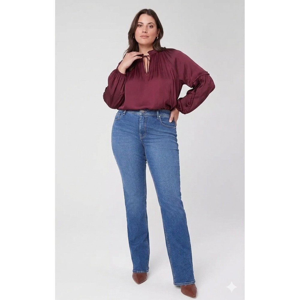 Y2K Lane Bryant Western Bootcut Jeans Biker Retro Bohemian Blue Denim Tall 36x31